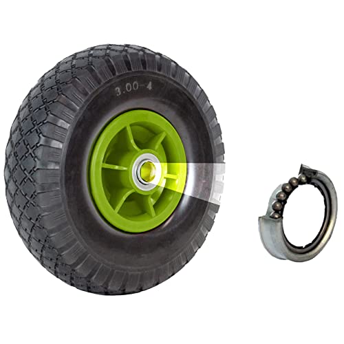 TRUTZHOLM Sackkarrenrad Luftrad 260x85 mm 3.00-4 60 mm versetze Nabe Ø 20 mm grün robustes 4 PR Gewebe