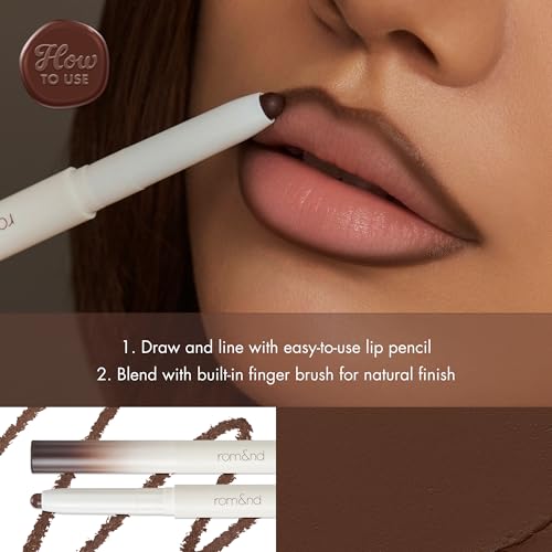 Image of rom&nd LIP MATE PENCIL 08 Bitter Mocha | Precision Lip Liner for Natural Overlining & Contouring | Semi-Matte, Smudge-Proof, Built-in Blending Brush