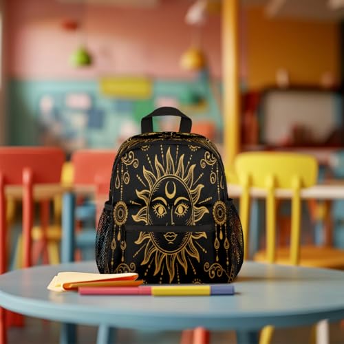 Ethnic Boho Style Sun Pattern Kids Backpack for Boys Girls, Waterproof Lightweight Toddler School Bag with Chest Strap, Small Travel Book Bag Preschool Kindergarten Backpack3