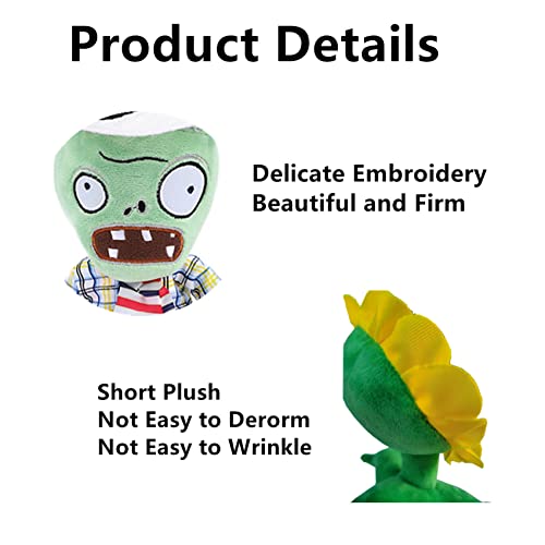Jhesao 6 Pcs Plants And Zombies Plush Sunflower Vs Zombies Plushies Toy Pea Duck Zombie, Potato Mine 1 2 Stuffed Soft Doll Sport Zombie, Pvz Figure Doll White Hat Zombie New #TOP1