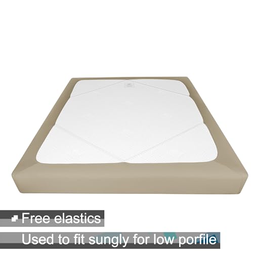Box Spring Cover Twin/Twin XL Size - Jersey Knit & Stretchy Wrap Around 4 Sides Bed Skirt for Hotel & Home, Taupe