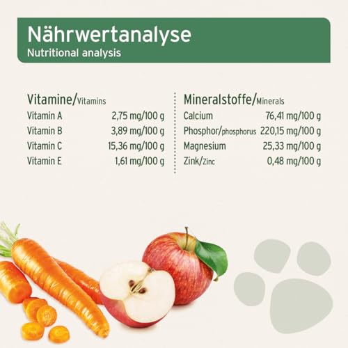 AniForte Barf Zusatz für Hunde Früchte und Gemüse mit Kräutern 1kg - Naturprodukt, Barf Ergänzungsfutter, glutenfrei, Flocken ohne künstliche Zusätze, 100% Natur Ergänzung barfen, Futter