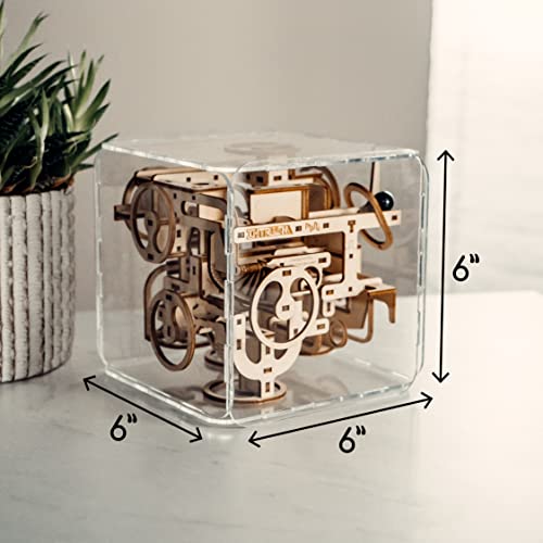 Intrism Mini - 3D Wooden Puzzle & Maze Marble Run For Kids & Adults, Ages 12+, Labyrinth Gravity Marble Maze Game Toy - Brain Teaser Gift, 6" Cube Puzzle Box W/ 130 Pieces, Building Kit Cube Maze Ball #TOP4