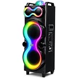 Pyle Cassa Bluetooth Potente 240 Watt, Speaker con Microfono Wireless, Altoparlante Bluetooth Portatile 25 cm, Karaoke, Batteria Ricaricabile, USB/SD/AUX/FM, LED, Esterno/Interno