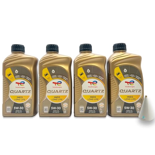 4 L Total Quartz Ineo Longlife 5W-30 | passend für | VW 504 00 | VW507 00 | MB 229.51 | BMW LONGLIFE-04 | PORSCHE C30 | 4 Liter | Motoröl | Motorenöl | mit Trichter