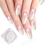 Pretty Diva Glazed Donut Nail Chrome Powder - White Pearl Chrome Nail Powder Magic White Chrome Powder for Nails, High Gloss Pearlescent Chrome Nail Powder for DIY Nail Art.