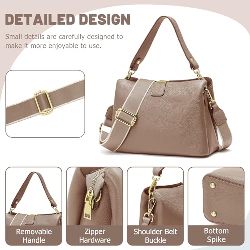 Image of Small Women Soft Genuine Leather Shoulder Bag Crossbody Purses for Lady Bucket Handbag