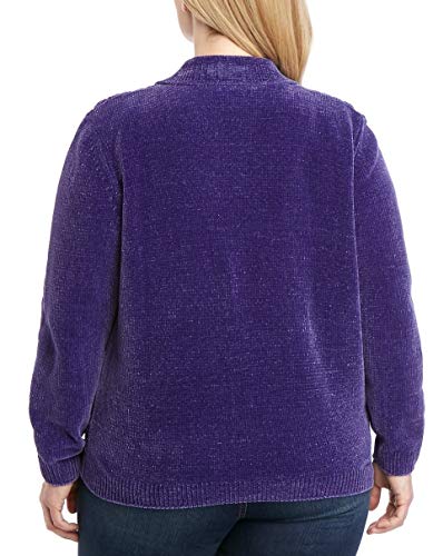 Alfred Dunner Women's 2019 Classics Textured Chenille Zip-Up Cardigan (Purple, 3X) #TOP1