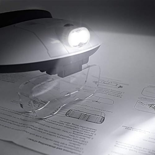 Image of Headband Magnifier, Head Mount Magnifying Glass with LED Light for Close Work Jewelers Loupe Eyelash Extensions Watch Repair Reading