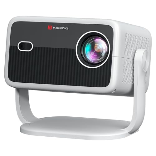 Portronics Beem 560 Smart Android Projector, HD 1080P Native,Angle Adjustable, Whale TV,in-Built Apps, Auto Focus & Keystone,Screen Mirroring,5300 Lumens,3W Speaker,HDMI in,USB in,BT(Netflix Certifed)
