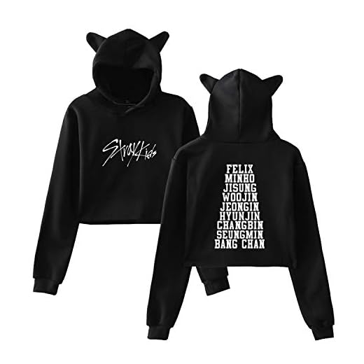 Xkpopfans Stray Kids Hoodie Woojin Hyunjin Felix Jisung Changbin Crop Top Sweater Jacket Black