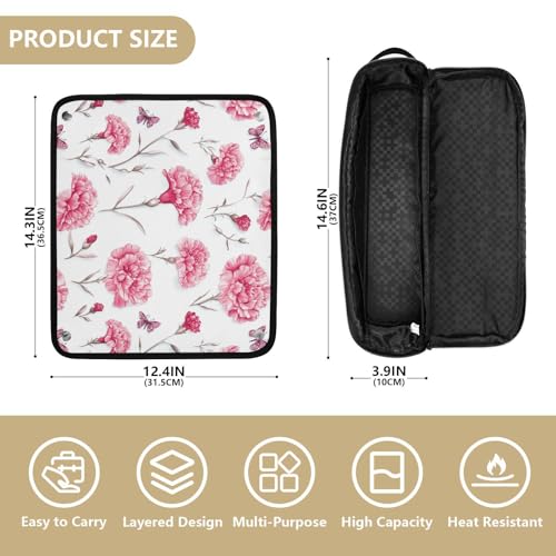 Funda para planchas y rizadores de pelo 2 en 1, rosa y blanco, con cremallera y alfombrilla resistente al calor, impermeable, para viaje y uso en casa miniatura 4