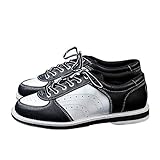 FJJLOVE Unisex Bowlingschuh, Leichte Indoor Bowls Schuhe Schnürung Lässige Leder-Wanderschuhe Für Herren Womens,Weiß,46