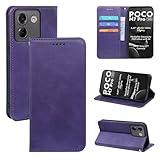 に適用するPOCO M7 Pro 5G ケース 手帳型 じゅんしょく 高級PU肌感レザー TPUインナーシェル カード収納 人気 ストラップホール付き スタンド機能 マグネット式 手触りが良い 耐衝撃 耐摩擦 全面保護 (パープル)