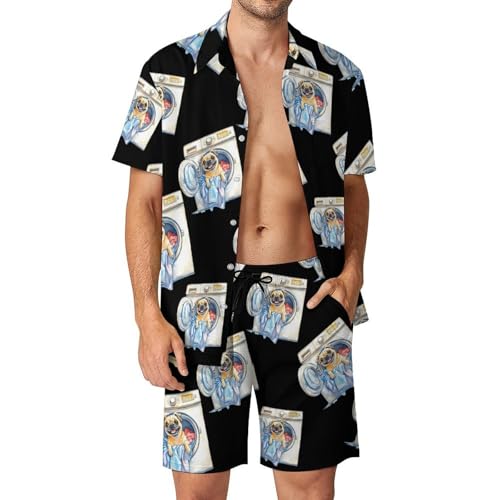 Ropa informal para hombre con camisa de manga corta y pantalones cortos Pug