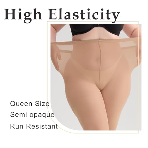 Image of Women's Plus Size Tights High Waist Sheer Semi Opaque Ultra-Soft Pantyhose XL, 2XL, 3XL, 4XL