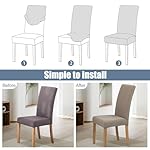 Dining Chair Cover,Dining Room Chair Covers Set of 2,Jacquard Stretch Kitchen Chair Cover,Detachable Washable Dining Chair Cover,Parsons Chair Slipcovers Protective,for Home,Restaurant,Banquet(Khaki) - Image 4
