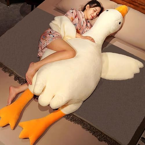 LOWEMN Giant Goose Stuffed Animal-51 in Very Fat Duck Plush Pillow Hugging Comfy,Cute Huge Swan Plushies Gifts for Girls Kids Birthday Valentine's Day (51 in, White)