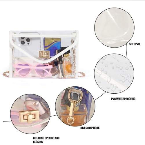 Image of Clear Purse for Women Stadium Approved, PVC Clear Crossbody Bag Transparent Bag for Stadium Events Concerts