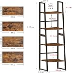 DRM Industrial 4-Tier Leaning Ladder Shelf: 2-in-1 Space-Saving Storage Rack & Rustic Bookshelf for Living Room, Bedroom, Kitchen, Office | Compact Design with Metal Frame & Adjustable Wood Shelves