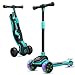 Gonex Roller Kinder Scooter Klappbar, Kinderroller für Mädchen & Jungen 3-8 Jahre mit 3 Einstellbare Höhe Lean-to Steer Funktion und 3 Extra Breite Leuchtende Räder, Schwarz&Grün