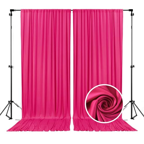 10 x 7 Feet Fuschia Backdrop Curtain for Parties, Background Curtains for Photoshoot, Birthday, Wedding, Valentine's Day, Mardi Gras, New Year Party Decorations 5Ft x 7Ft, 2 Panels