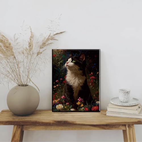 Impression d'art chat noir encadrée tableau chaton mignon pour chambre - 4