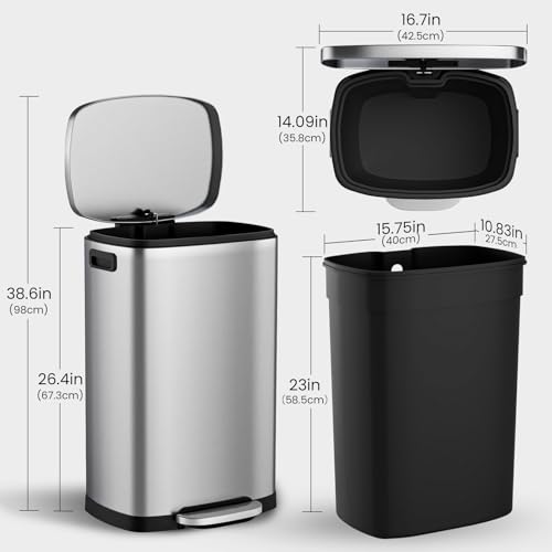 Caneca de basura rectangular acero inoxidable 50L miniatura 3