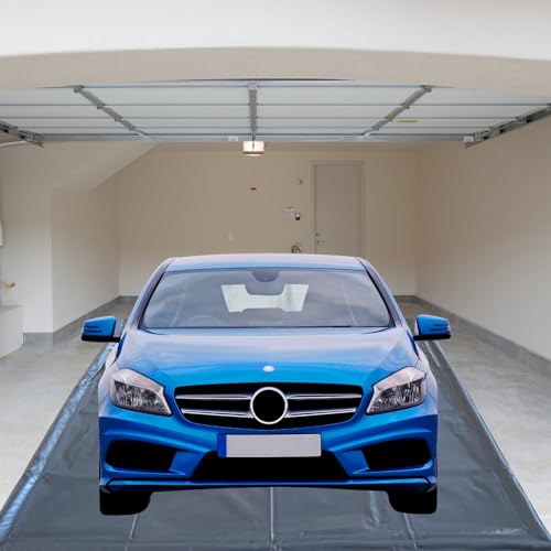 Torcia Heavy Duty Thick Containment Mat, 7.9 ft x 18 ft Non-Slip Garage Floor Mat for Under Car, Waterproof Car Parking Mats for Snow Rain Sand Mud - Grey