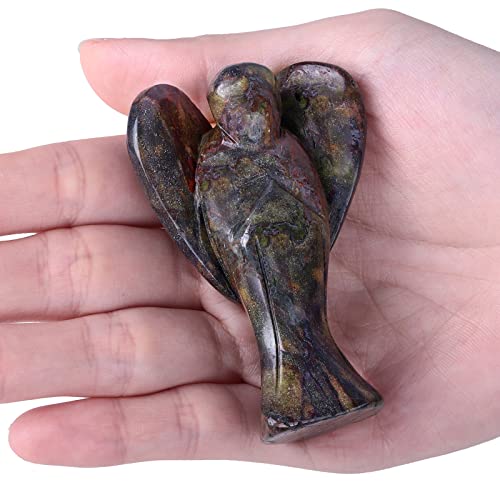 KYEYGWO 7.5 cm Dragon Bloodstone Gemstone Angel Figurine - Image 2