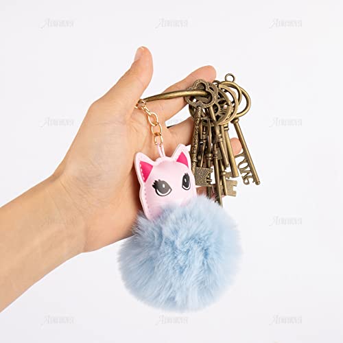 Auear, 9 Pack Animal Pom Pom Keychain Faux Fur Key Rings Cute Fluffy Key Ring For Women #TOP7
