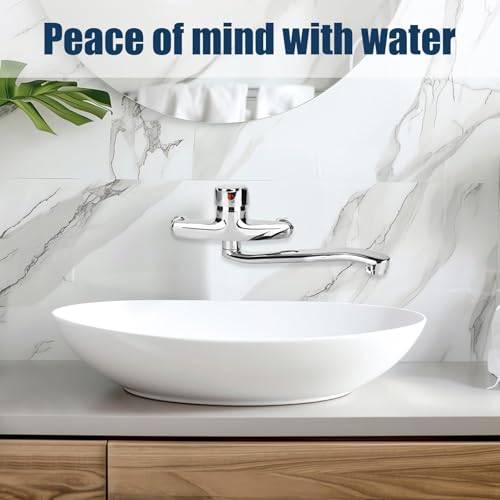 RUCUDIM 360° Drehbar Wasserhahn Küche Wandarmatur, Kalt und Heiß Einhebelmischer, Mischbatterie Küche, Wall Mounted Tap, Waschtischarmatur Waschtischmischer für Wandmontage, Schwenkarm 18CM