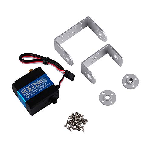 Wishiot RDS3235 Servomo numérique sans noyau 35 kg - Engrenage en métal à couple élevé DC5-7,4 V avec support servo en forme de U pour bricolage robotique (angle de contrôle 270 degrés) Cover