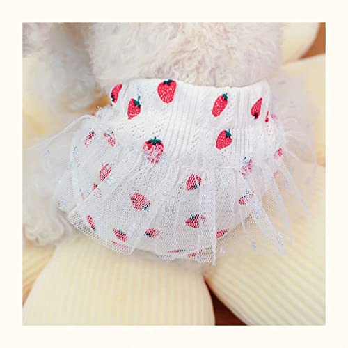 Image of Small Dog Sanitary Panties, Lace Washable Reusable Cute Puppy Panties Pet Underwear Diaper Physiological Shorts for Female Girls Dogs(Strawberry,M)