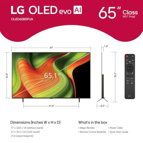 LG 65-Inch Class OLED AI 4K B5 Series Smart TV w/Dolby Atmos, Dolby Vision, HDR10, AI Super Upscaling 4K, Filmmaker Mode, Wow Orchestra, Alexa Built-in (OLED65B5PUA.AUS, 2025) - Image 2