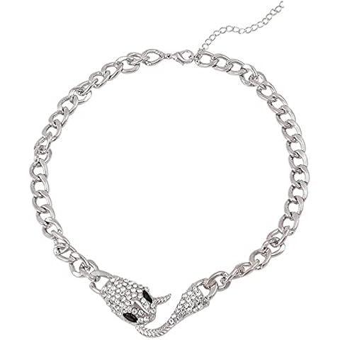GulCean Snake Choker Necklace with Zircon Cover