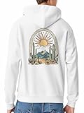 Hsqirky Hoodies for Men, Sun Cactus Mountain Desert Yellow Flower Graphic Men's Hoodie, Long Sleeves Sweatshirt Tops, XL, White