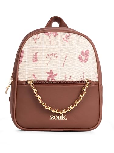 Image of ZOUK Mayra Mini Daypack | Stylish Vegan Leather Backpack for Women with Water-Resistant Lining | Handcrafted Small Day Bag with Gold Zip & Adjustable Straps |