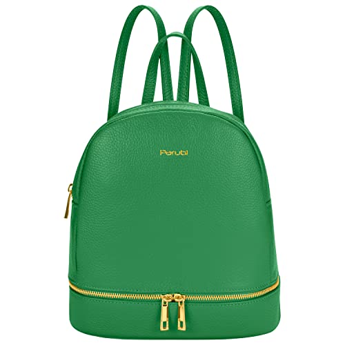 Parubi, Sac à dos Femme, en cuir véritable grana Dollaro, Made in Italy, Modèle Maya, Sac souple à la main et dos Léger pour Femme Fille Élégant, Vert bouteille, 26x15x27 cm Cover