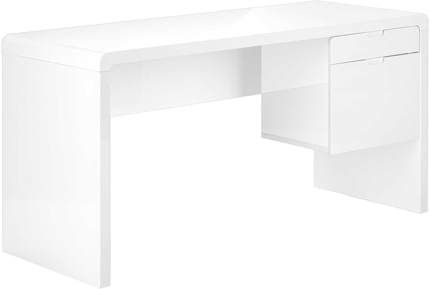 Monarch Specialties I 7581 Computer Desk, Home Office, Laptop, Left, Right Set-up, Storage Drawers, 60" L, Work, Laminate, Glossy White, Contemporary, Modern