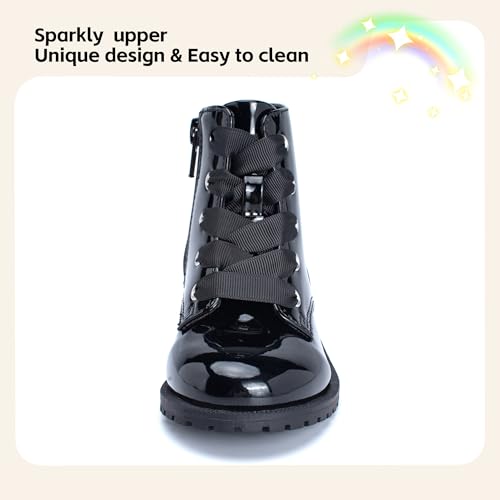ICEBIRDS Girls Boys Combat Boots Side Zipper Ankle Shoes with Lace Up (Toddler/Little Kid)4