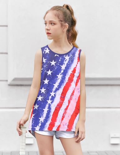 Image of Zaclotre Girls Athletic Tank Tops Open Tie Back Sleeveless Workout Shirts | Kids Sport Shirt 5-14Y, Stretchy, Lightweight, Quick-dry, Open Back, Tie Back, Dance, Tennis, Outdoor, Daily Wear