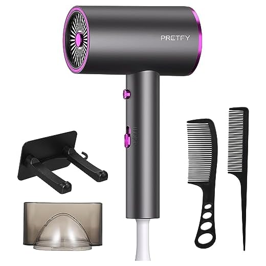 Pretfy Secador de Pelo de Viaje de 2000 W, Secador Pelo Iónico Profesional, Secador de pelo ligero, Secador de Pelo Portátil con Concentrador, Soporte, Peine