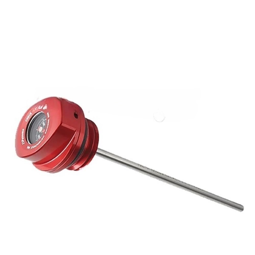 Combustible Varilla Accesorios para Motocicletas Varilla De Medición Temperatura Aceite Motor Tapa Tanque con Indicador(Red)