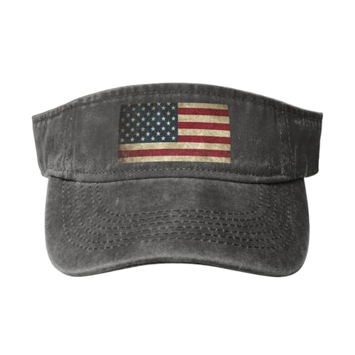 Image of ASYG Cute American Flag Sport Sun Visor Hats Adjustable Summer Cap USA Flag Empty Top Baseball Cap for Women Men