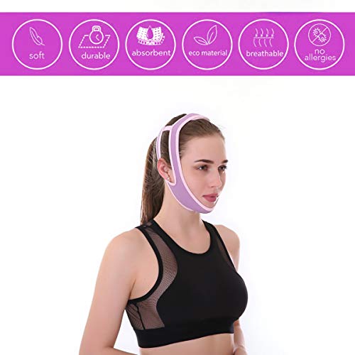 Divine Shield Anti-ronflement Mentonnière Snore Stopper Dispositifs anti-ronflement Premium Jugulaire (Rouge Violett)