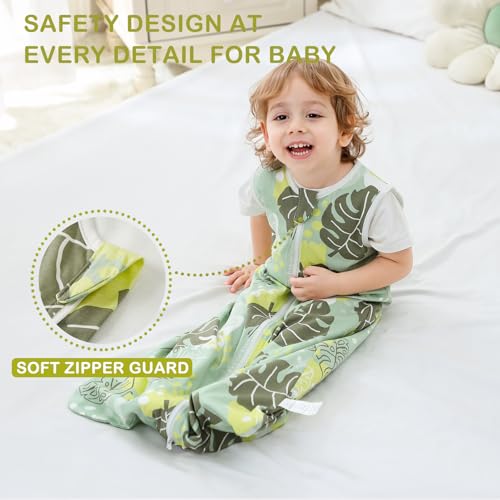 Image of 2 Pack 1 TOG Baby Sleep Sack, 100% Cotton Soft Spring & Autumn Lightweight Sleep Sack for 0-6 Months, Broadleaf & Youngleaf, M