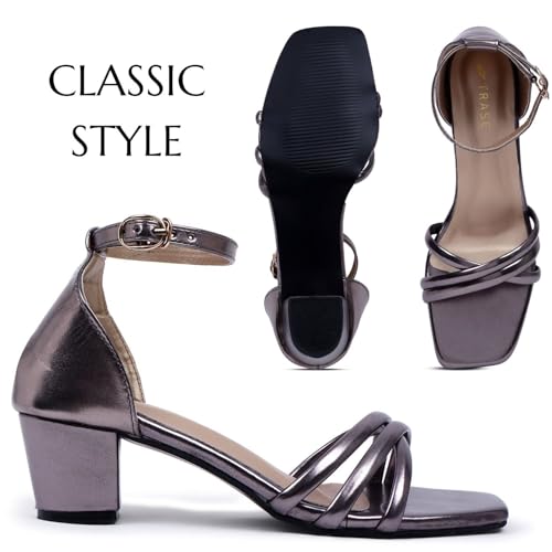 Image of TRASE Stylish And Fancy Block Heels With Adjustable Buckle For Women And Girls - Women Footwear - Heel Sandals For Girls