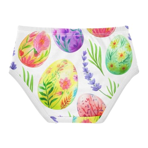 Toddler Underwear Floral 2t Cotton Panties for Girl Artistic Underpants Briefs Colorful Floral Easter Eggs White2