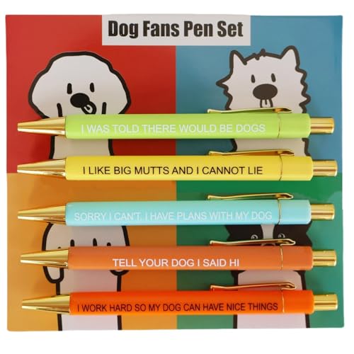 Novelty Writing Pens ? Funny Dog Pens, 5-Piece Stationery Supplies | Cute Animal Black Ink For Home Work School Classroom | Gift